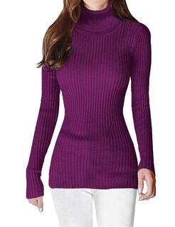 Foto 3 | Foto 3 | Jersey V28 De Manga Larga De Punto Con Cuello Alto Elástico Para Mujer - Venta Internacional.