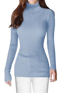 Foto 3 | Foto 3 | Jersey V28 De Manga Larga De Punto Con Cuello Alto Elástico Para Mujer - Venta Internacional.