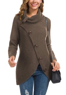 Foto 2 | Foto 2 | Jersey Grecerelle De Cuello Alto Para Mujer, Grueso, Color Caqui Oscuro, Talla Xl - Venta Internacional.