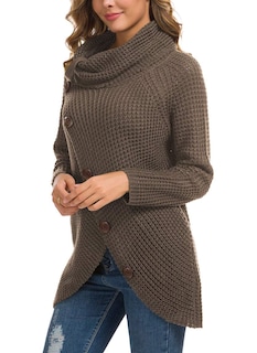 Foto 3 | Foto 3 | Jersey Grecerelle De Cuello Alto Para Mujer, Grueso, Color Caqui Oscuro, Talla Xl - Venta Internacional.