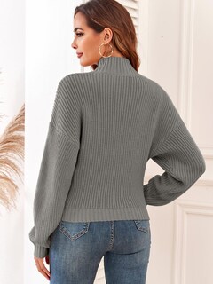 Foto 4 | Foto 4 | Jersey Zaful de Cuello Alto Recortado con Manga de Farol para Mujer - Venta Internacional