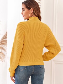 Foto 3 | Foto 3 | Suéter Zaful De Cuello Alto Recortado Con Manga De Farol Para Mujer - Venta Internacional