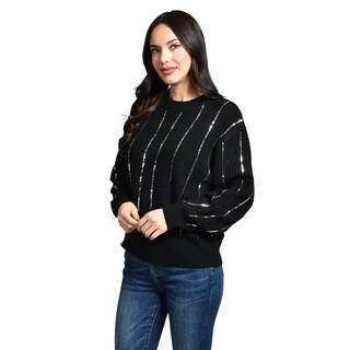 Foto 2 | Foto 2 | Sueter De Punto Con Lentejuela Roman Fashion / Juvenil, 4004 (negro / Plata) Negro