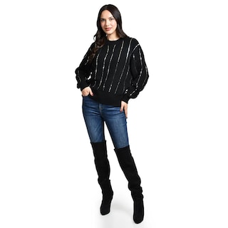 Foto 5 | Foto 5 | Sueter De Punto Con Lentejuela Roman Fashion / Juvenil, 4004 (negro / Plata) Negro