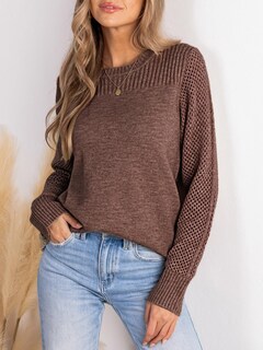 Foto 4 | Foto 4 | Jersey Cupshe Para Mujer, Manga Larga, Cuello Redondo, Punto Marrón - Venta Internacional.