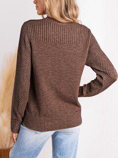 Foto 6 | Foto 6 | Jersey Cupshe Para Mujer, Manga Larga, Cuello Redondo, Punto Marrón - Venta Internacional.