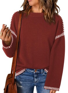Foto 1 | Foto 1 | Suéteres Dokotoo Fashion Otoño 2024 Acogedor Cuello Redondo Mujer Rojo S - Venta Internacional.