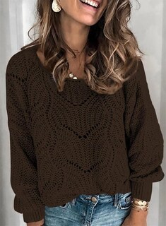 Foto 2 | Foto 2 | Jersey Dokotoo Para Mujer, Cuello Redondo, Hueco, Ganchillo, Color Marrón Xl - Venta Internacional.