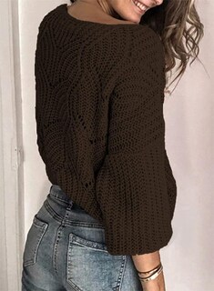 Foto 3 | Foto 3 | Jersey Dokotoo Para Mujer, Cuello Redondo, Hueco, Ganchillo, Color Marrón Xl - Venta Internacional.