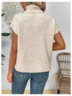 Foto 2 | Foto 2 | Chaleco Tipo Suéter Wdirara, Cuello Alto, Manga Corta, Ropa De Punto Para Mujer - Venta Internacional.