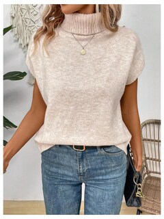 Foto 5 | Foto 5 | Chaleco Tipo Suéter Wdirara, Cuello Alto, Manga Corta, Ropa De Punto Para Mujer - Venta Internacional.