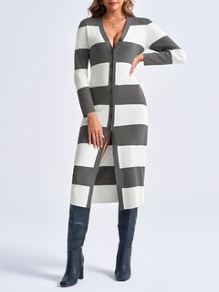 Foto 4 | Foto 4 | Vestido Tipo Suéter Saodimallsu A Rayas Con Cuello En V Y Botones De Manga Larga - Venta Internacional.
