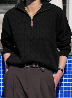 Foto 4 | Foto 4 | Jersey Dokotoo Negro Acanalado Con Cuello En V Y Cremallera Para Mujer Otoño-invierno - Venta Internacional.