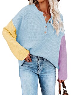 Foto 1 | Foto 1 | Suéter Pink Queen Fall 2024 Trendy Batwing Loose Blue Para Mujer - Venta Internacional.