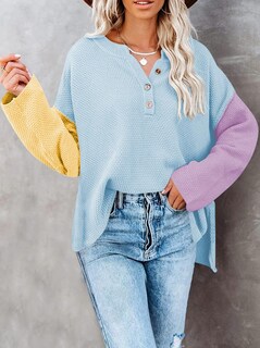 Foto 3 | Foto 3 | Suéter Pink Queen Fall 2024 Trendy Batwing Loose Blue Para Mujer - Venta Internacional.