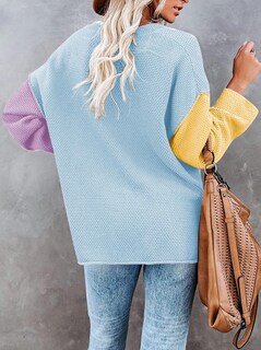 Foto 4 | Foto 4 | Suéter Pink Queen Fall 2024 Trendy Batwing Loose Blue Para Mujer - Venta Internacional.
