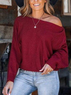 Foto 2 | Foto 2 | Jersey Cupshe Para Mujer, Punto Con Hombros Descubiertos, Rojo, Talla S - Venta Internacional.