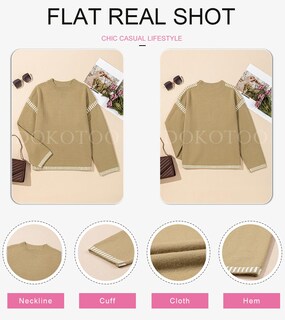 Foto 5 | Foto 5 | Jersey Dokotoo Fall Para Mujer Con Cuello Redondo Y Manga Larga, Color Caqui - Venta Internacional.