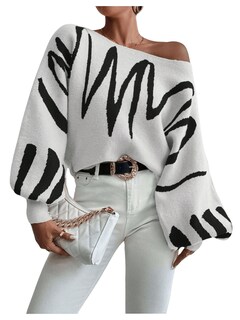 Foto 1 | Foto 1 | Jersey Verdusa Con Hombros Descubiertos Para Mujer, Blanco Y Negro - Venta Internacional.