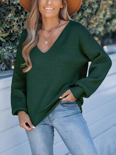 Foto 3 | Foto 3 | Jersey Cupshe Para Mujer, Cuello En V, Manga Larga, Lazo, Gran Tamaño, Verde - Venta Internacional.
