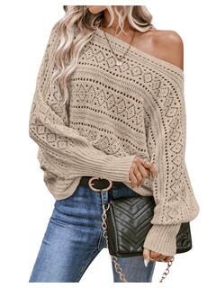 Foto 1 | Foto 1 | Jersey Verdusa De Ganchillo Con Mangas Tipo Dolman Y Cuello De Barco, Color Marrón Claro - Venta Internacional.
