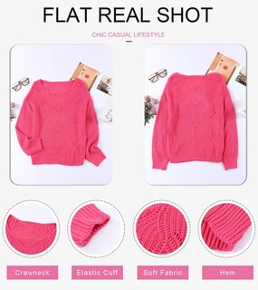 Foto 3 | Foto 3 | Jersey Dokotoo Para Mujer, Cuello Redondo, Hueco, Tejido Trenzado, Color Rosa Xxl - Venta Internacional.