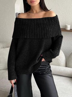 Foto 4 | Foto 4 | Jersey Saodimallsu Para Mujer, Tejido Con Hombros Descubiertos, Negro - Venta Internacional.