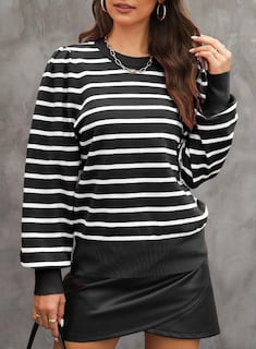 Foto 5 | Foto 5 | Suéter Dokotoo A Rayas Para Mujer, Tejido A La Moda De Otoño, Negro - Venta Internacional.