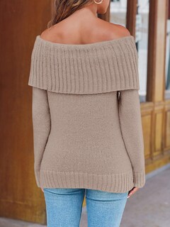 Foto 5 | Foto 5 | Jersey Saodimallsu Para Mujer, Tejido Con Hombros Descubiertos, Color Caqui Claro - Venta Internacional.