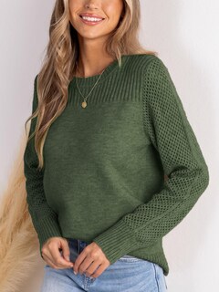 Foto 5 | Foto 5 | Jersey Cupshe Para Mujer, Manga Larga, Cuello Redondo, Punto, Verde, Xs - Venta Internacional.