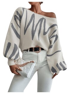 Foto 1 | Foto 1 | Jersey Verdusa Para Mujer Con Hombros Descubiertos, Beige Y Gris, Xxl - Venta Internacional.