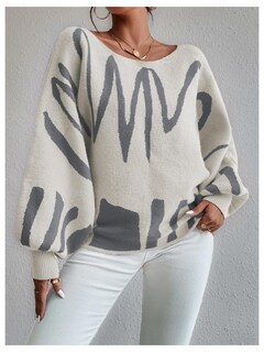 Foto 3 | Foto 3 | Jersey Verdusa Para Mujer Con Hombros Descubiertos, Beige Y Gris, Xxl - Venta Internacional.