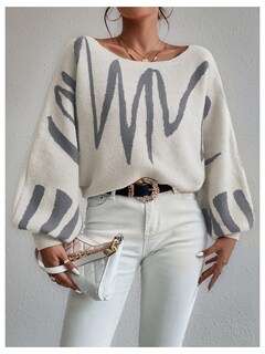 Foto 5 | Foto 5 | Jersey Verdusa Para Mujer Con Hombros Descubiertos, Beige Y Gris, Xxl - Venta Internacional.