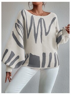 Foto 6 | Foto 6 | Jersey Verdusa Para Mujer Con Hombros Descubiertos, Beige Y Gris, Xxl - Venta Internacional.