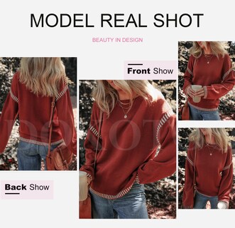 Foto 5 | Foto 5 | Jersey Dokotoo Fashion Otoño 2024 Para Mujer Cuello Redondo Rojo - Venta Internacional.