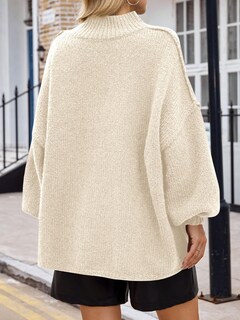 Foto 5 | Foto 5 | Jersey Saodimallsu De Punto Acanalado Con Cuello Alto Y Mangas De Murciélago Para Mujer - Venta Internacional.