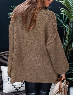 Foto 2 | Foto 2 | Jersey Prettygarden Para Mujer, Cuello Alto, De Invierno, De Gran Tamaño, Marrón - Venta Internacional.
