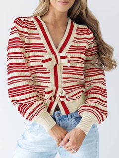 Foto 3 | Foto 3 | Suéter Saodimallsu A Rayas Con Cuello En V Corto Y Manga Abullonada Para Mujer - Venta Internacional.