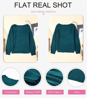 Foto 5 | Foto 5 | Jersey Dokotoo Para Mujer Con Cuello En V, Color Block, Tejido Trenzado, Azul - Venta Internacional.