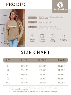 Foto 6 | Foto 6 | Jersey Saodimallsu De Punto Holgado Con Hombros Descubiertos Para Mujer - Venta Internacional.