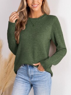 Foto 3 | Foto 3 | Jersey Cupshe Para Mujer, Manga Larga, Cuello Redondo, Punto, Verde, Talla M - Venta Internacional.