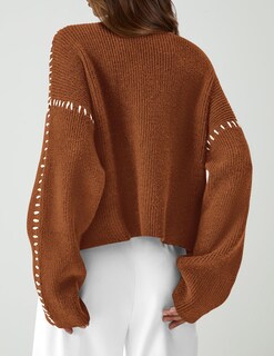 Foto 2 | Foto 2 | Jersey Prettygarden De Punto Grueso Con Cuello Alto Para Mujer, Color Caramelo - Venta Internacional.