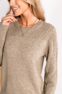 Foto 2 | Foto 2 | Jersey Cupshe Para Mujer, Manga Larga, Cuello Redondo, Punto, Color Caqui, Xl - Venta Internacional.