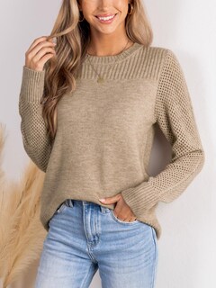 Foto 3 | Foto 3 | Jersey Cupshe Para Mujer, Manga Larga, Cuello Redondo, Punto, Color Caqui, Xl - Venta Internacional.