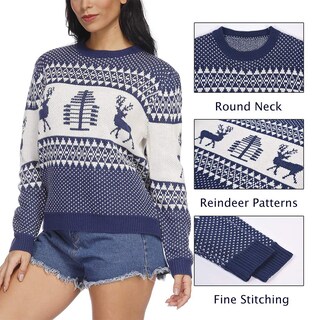 Foto 5 | Foto 5 | Jersey Navideño Exlura Con Estampado De Renos Azul Para Mujer - Venta Internacional.