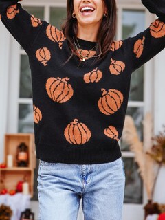 Foto 5 | Foto 5 | Jersey Cupshe De Manga Larga Para Halloween Con Forma De Calabaza M, Para Mujer - Venta Internacional.
