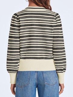 Foto 5 | Foto 5 | Suéter Saodimallsu A Rayas Con Cuello En V Corto Y Manga Abullonada Para Mujer - Venta Internacional.