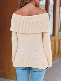 Foto 5 | Foto 5 | Jersey Saodimallsu De Punto Con Hombros Descubiertos Para Mujer, Color Beige - Venta Internacional.
