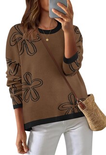 Foto 1 | Foto 1 | Jersey Merokeety Para Mujer 2024, Otoño-invierno, Sobredimensionado, Marrón - Venta Internacional.