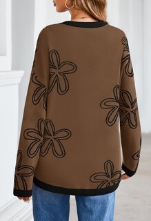 Foto 3 | Foto 3 | Jersey Merokeety Para Mujer 2024, Otoño-invierno, Sobredimensionado, Marrón - Venta Internacional.